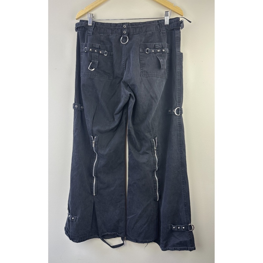 Tripp NYC Wide Leg Size 11 Jeans Black Goth Emo Punk Rave Chain Buckle 34" Waist - Picture 11 of 16